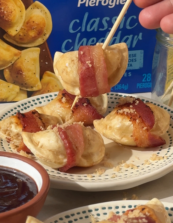 Bacon Wrapped Mini Pierogies