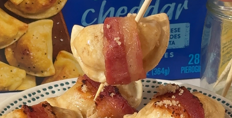 Bacon Wrapped Mini Pierogies