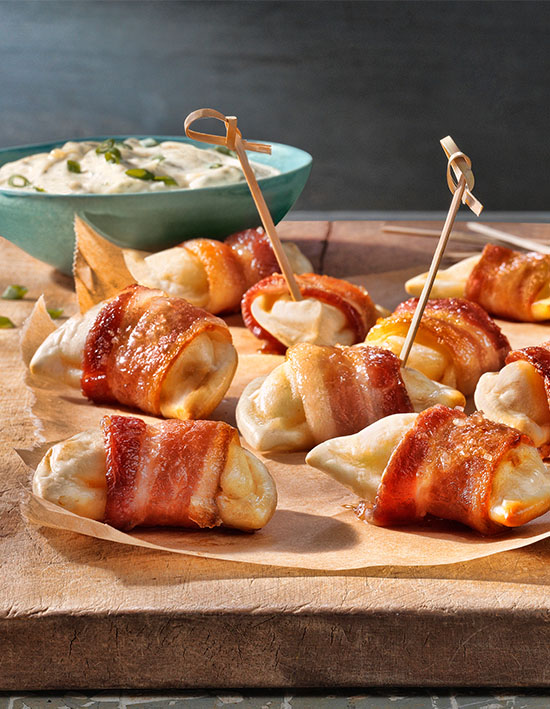 Bacon Wrapped Mini Pierogies