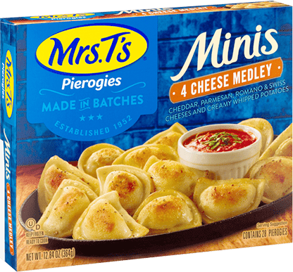 4 cheese medley mini mrs. t's pierogies