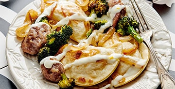 Pierogy and Kielbasa Sheet Pan Dinner