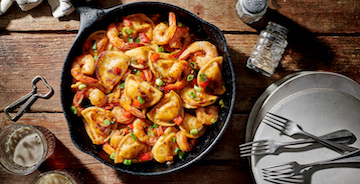 Grilled Cajun Shrimp and Pierogy Skillet