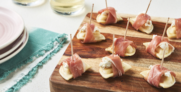 Goat Cheese and Prosciutto-Wrapped Mini Pierogies