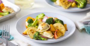 Easy Veggie & Mini Pierogy Sheet Pan Dinner