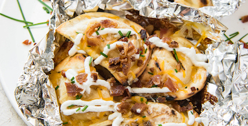 Cheesy Grilled Pierogy Packets with Bacon