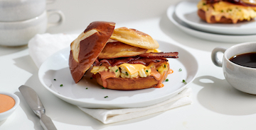 Pierogy, Bacon, Egg and Cheese Sandwich