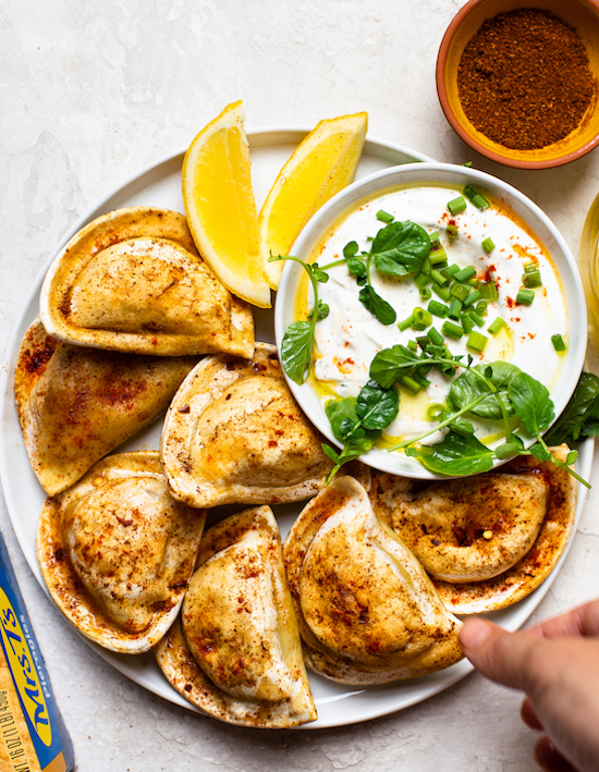 Berbere Spiced Sheet Pan Pierogies