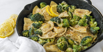 Lemon Broccoli Pierogy Skillet