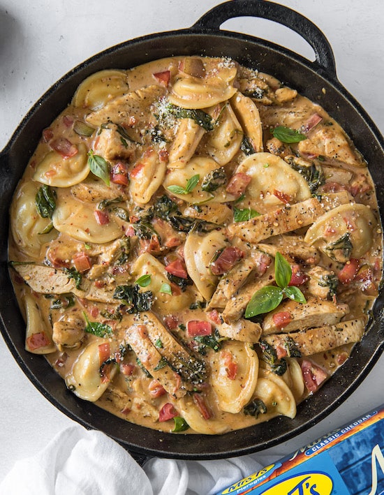 Tuscan Chicken Pierogy Skillet