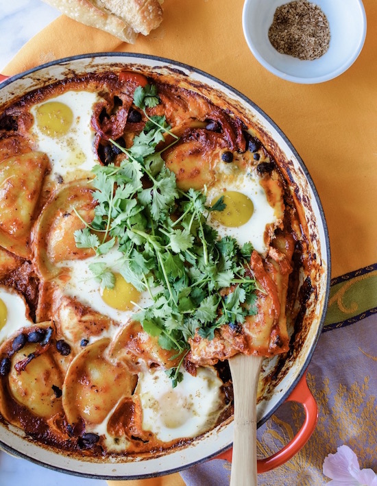 Mexican Baked Eggs with Pierogies