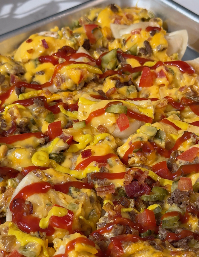 Bacon Cheeseburger Dip with Pierogies