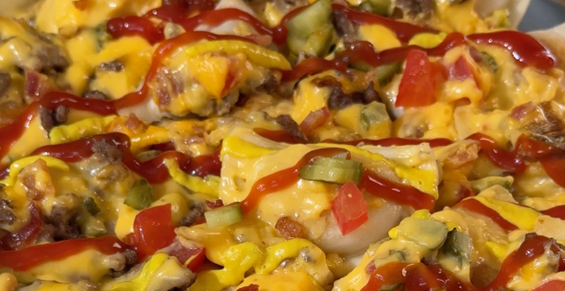 Bacon Cheeseburger Dip with Pierogies