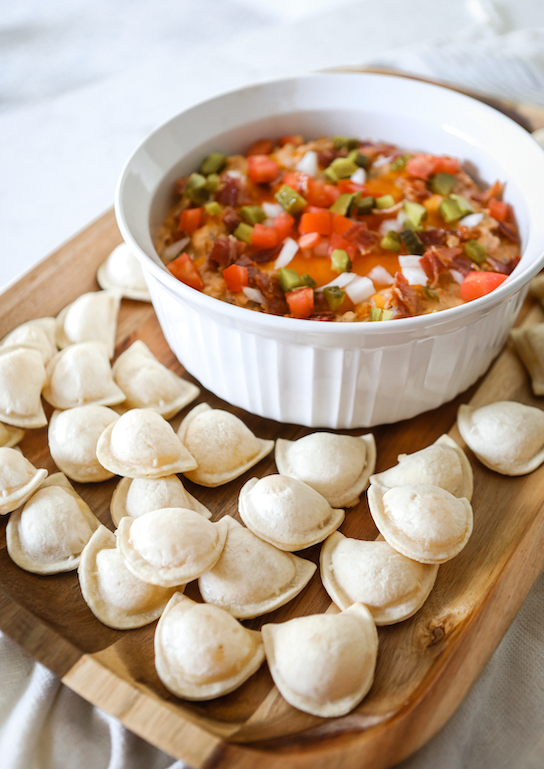 Bacon Cheeseburger Dip with Pierogies