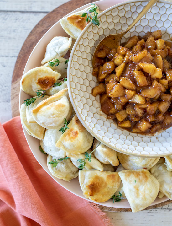 Apple pie dip Pierogies