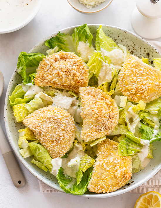 Caesar Salad with Pierogy Croutons