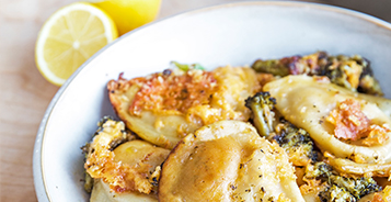 Crispy Broccoli & Cheese Pierogy Skillet