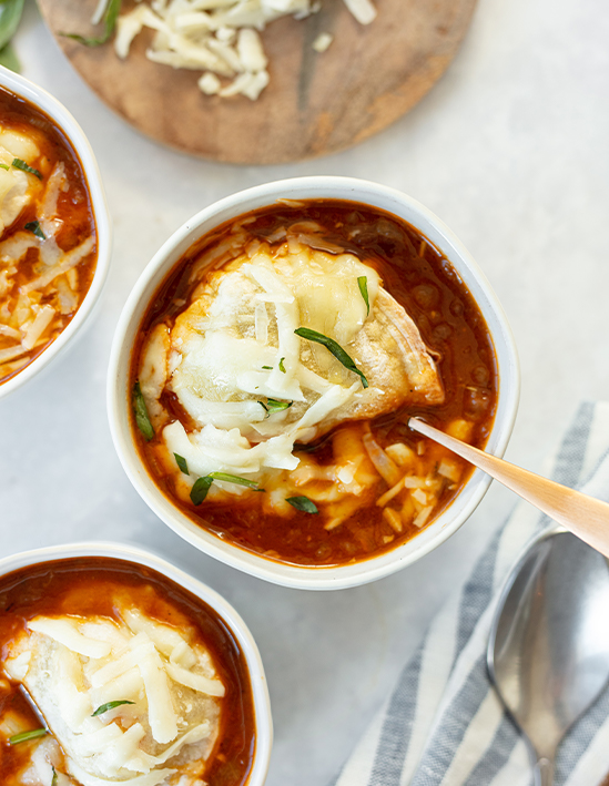 French Onion Pierogy Soup