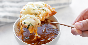 French Onion Pierogy Soup