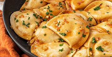 Garlic and Honey Glazed Pierogies