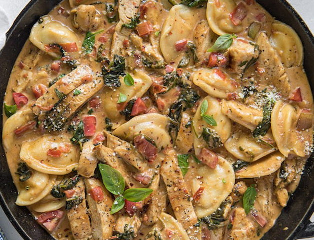 Tuscan Chicken Pierogy Skillet