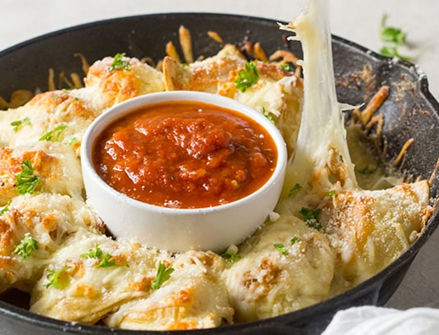 Cheesy Garlic Pull-Apart Pierogies