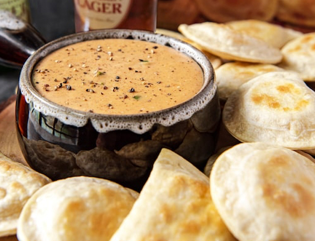 Classic Onion Pierogies with Yuengling Traditional Lager Cheese Dip