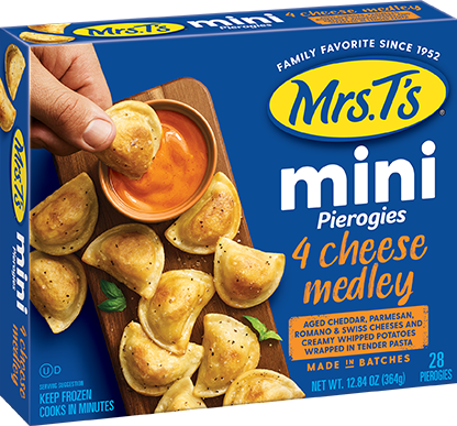 4 cheese medley mini mrs. t's pierogies