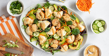 Air Fried Mini Pierogy Shrimp Tempura Bowl