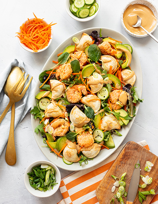 Air Fried Mini Pierogy Shrimp Tempura Bowl