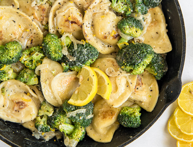 Lemon Broccoli Pierogy Skillet