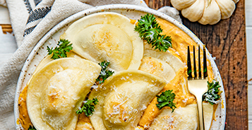 Pumpkin Cacio e Pepe Pierogies