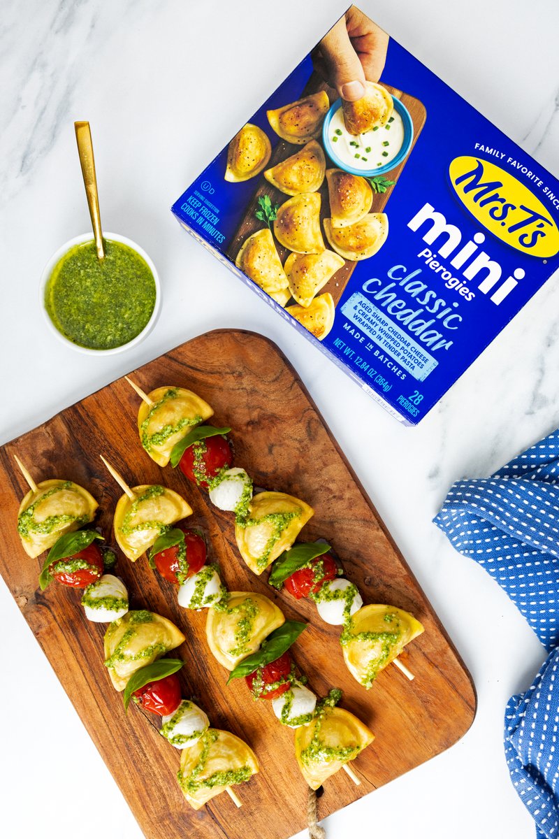 Margherita Pizza Pierogy Skewers