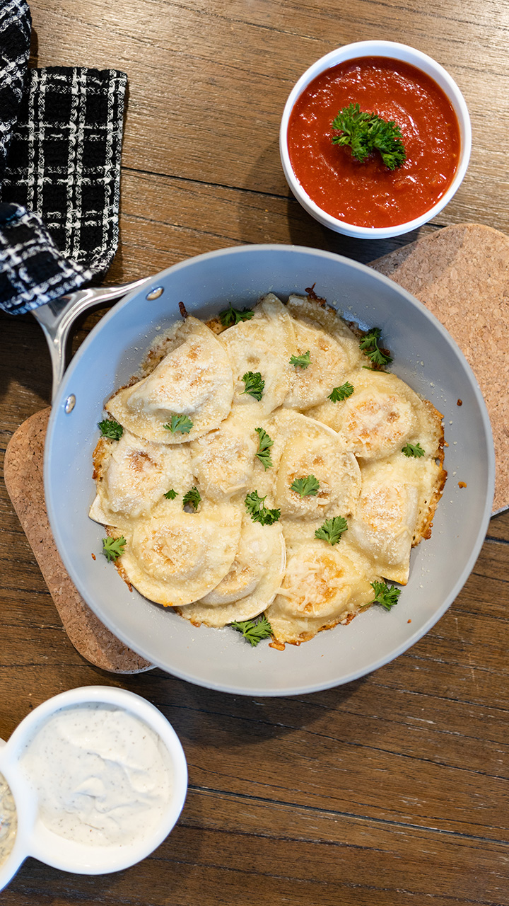 Cheesy Pull Apart Pierogies w/ Dipping Sauces