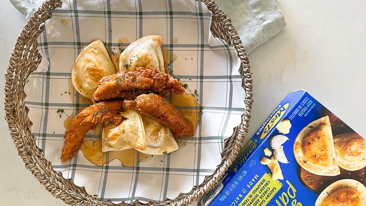 Chicken & “Waffles” Pierogies