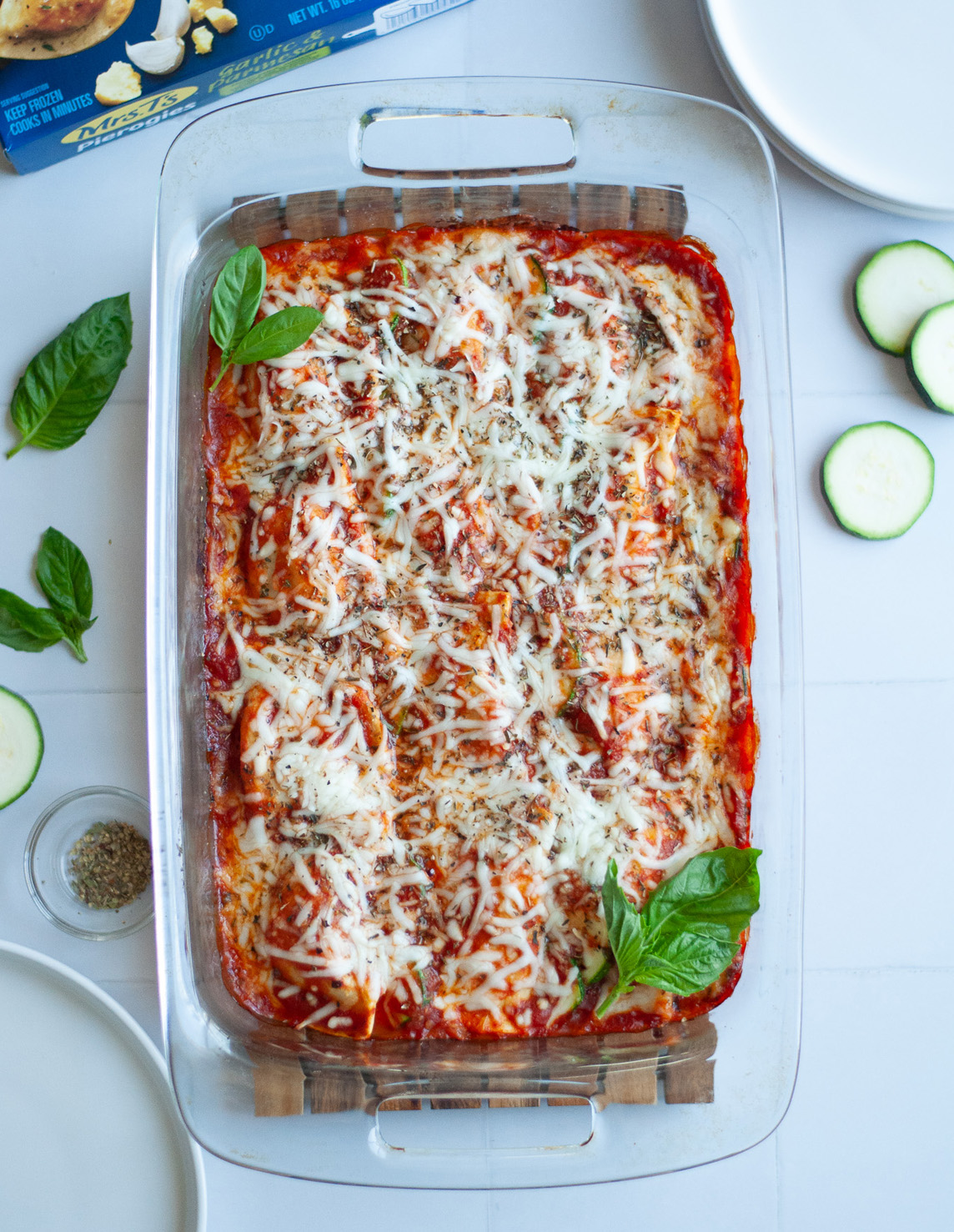 Cheesy Zucchini & Pierogy Bake