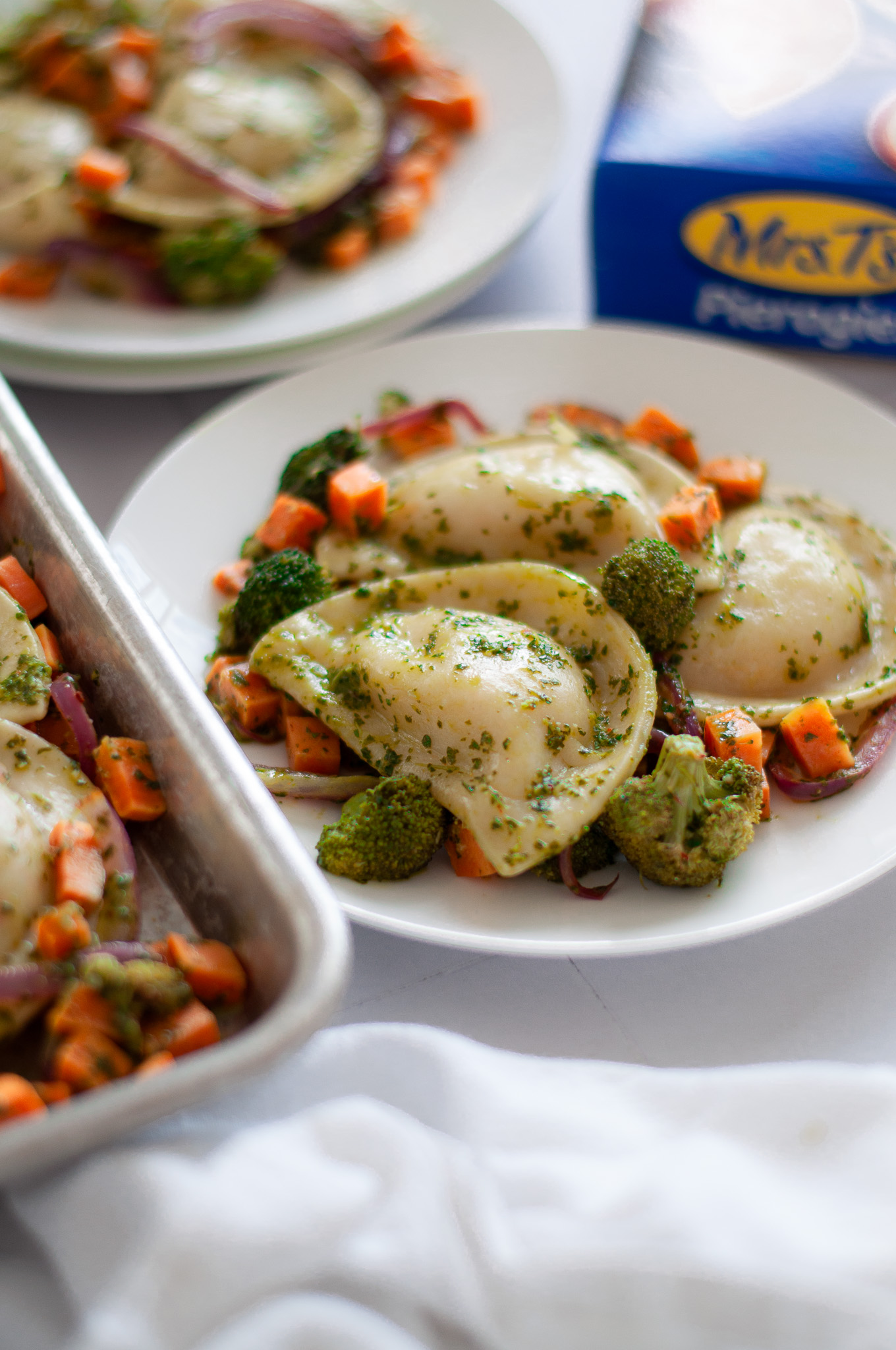 Chimichurri Pierogies with Roasted Veggies