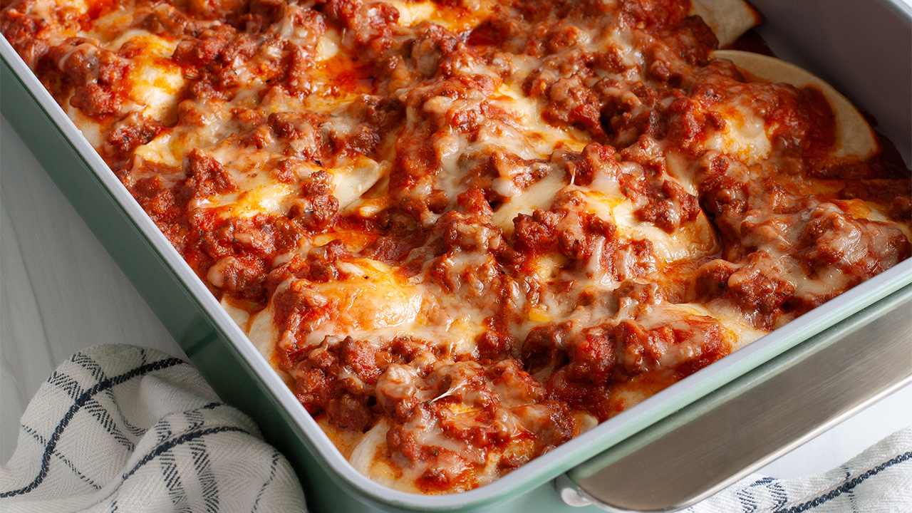 Cheesy Beef & Pierogy Casserole