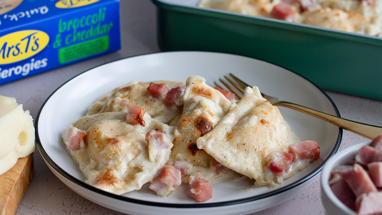 Baked Ham & Swiss Pierogy Casserole