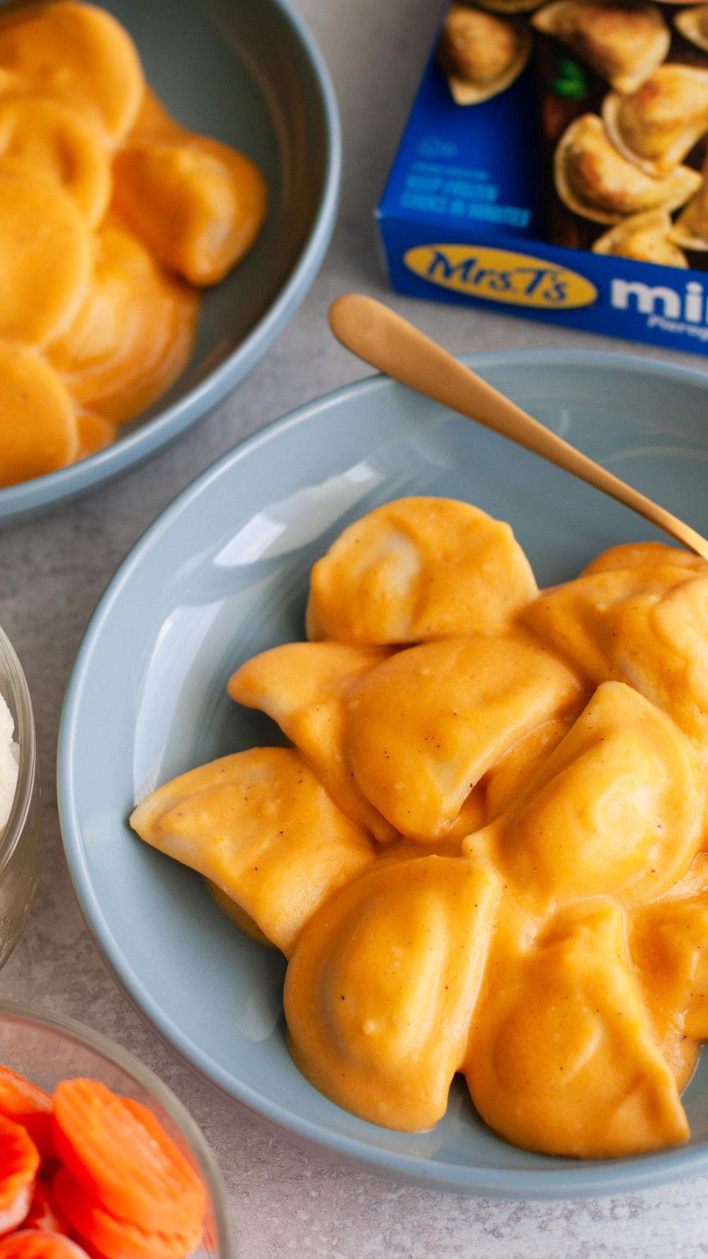 Mini Pierogies with Cheesy Hidden Veggie Sauce