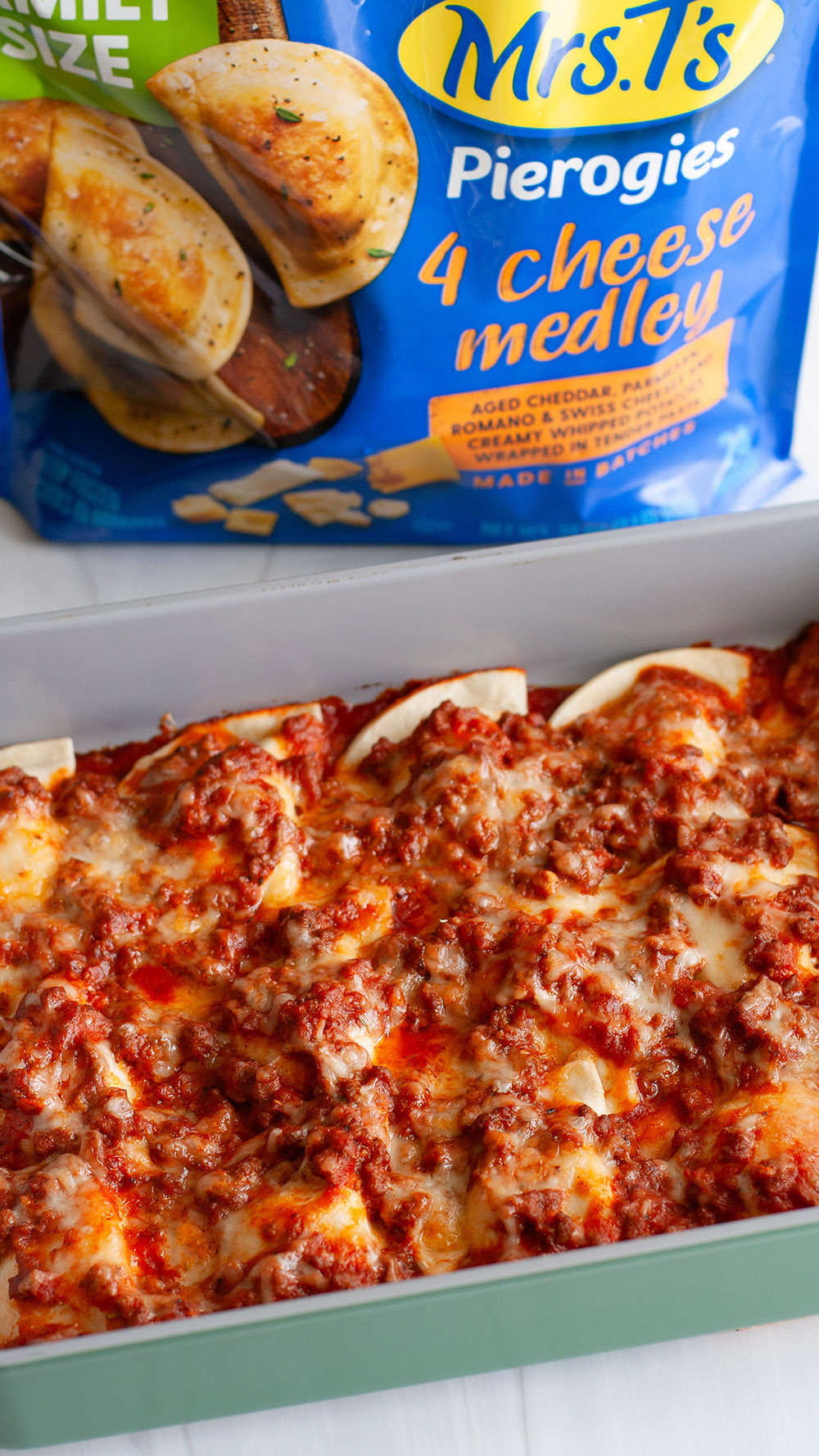 Cheesy Beef & Pierogy Casserole
