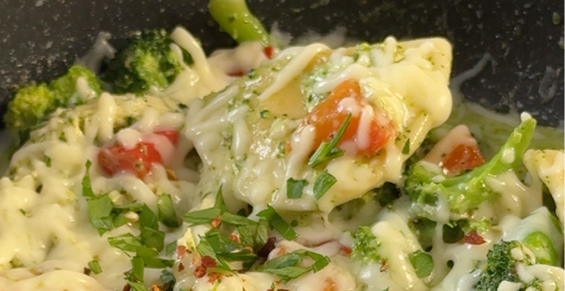 Chicken and Pesto Pierogy Skillet