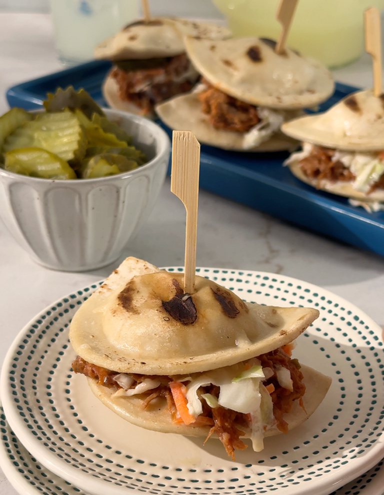 Barbecue Pulled Pork Grilled Pierogy Sliders