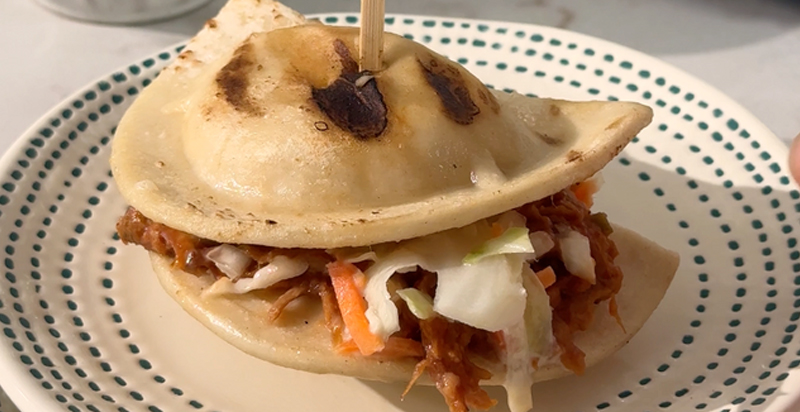 Barbecue Pulled Pork Grilled Pierogy Sliders