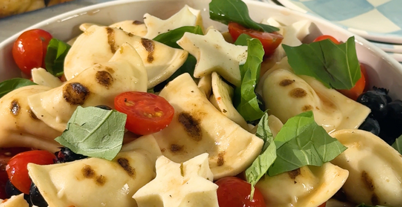 Red, White and Blueberry Grilled Pierogy Salad