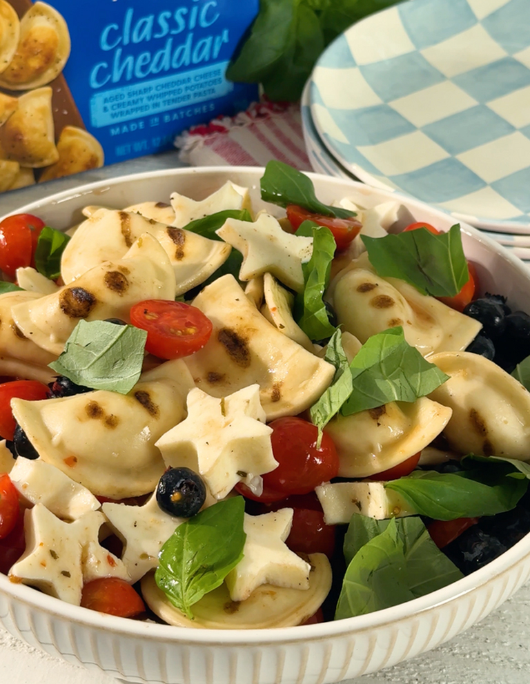 Red, White and Blueberry Grilled Pierogy Salad